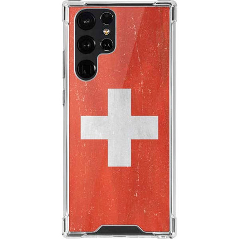 Switzerland Flag Distressed Galaxy S22 Ultra Clear Case